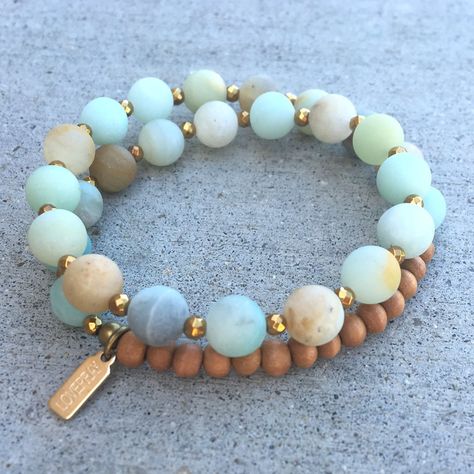 Matte amazonite and sandalwood wrist mala bracelet Intention Bracelets, Pandora Rose, Wrist Mala, Bracelets Diy, Mala Bracelet, Popular Jewelry, A Bracelet, Chanel Jewelry, Healing Jewelry