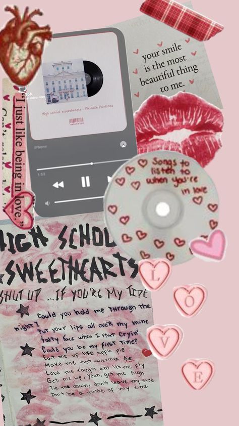 high school Sweetheart by Melanie Martinez High School Sweethearts Aesthetic, Highschool Sweethearts, When Youre In Love, High School Sweethearts, Scrapbook Stickers, Melanie Martinez, Shut Up, High School, Songs