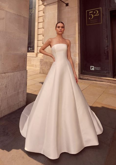 Minimal Wedding Dress, Ronald Joyce, Wedding Gown Styles, Satin Wedding Gown, Classy Wedding Dress, Cute Wedding Dress, Dream Wedding Ideas Dresses, Elegant Bride, Wedding Dresses For Girls