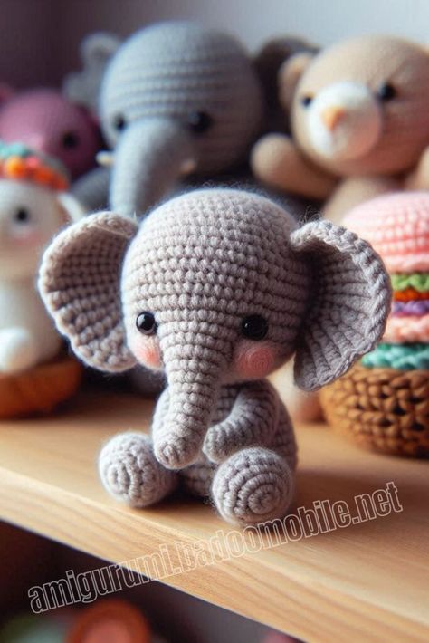 Amigurumi Little Cute Elephant Free Pattern-3 Crochet Elephant Pattern Free, Baby Elephant Toy, Amigurumi Elephant Pattern, Crochet Elephant Pattern, Reverse Single Crochet, Crochet Panda, Elephant Toy, Crochet Animals Free Patterns, Amigurumi Elephant