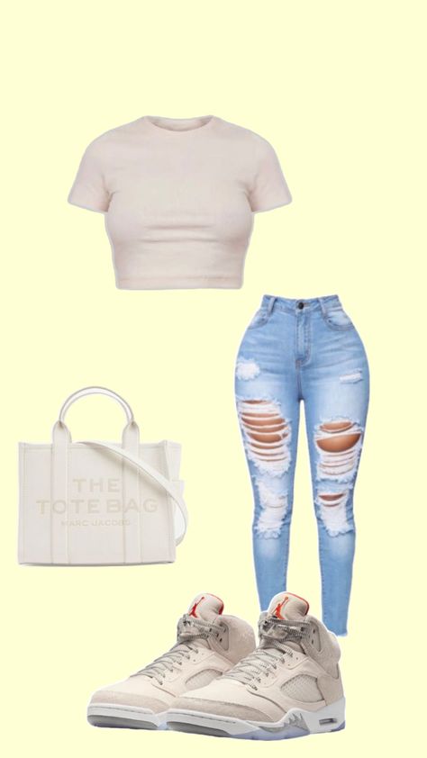 Jordan 5’s, Marc Jacobs Tote Bag Marc Jacobs Tote Bag, 5 Outfits, Teen Swag Outfits, Cute Nike Outfits, Cute Outfits With Jeans, Shoes Outfit Fashion, Marc Jacobs Tote, Trendy Outfits For Teens, Cute Lazy Day Outfits