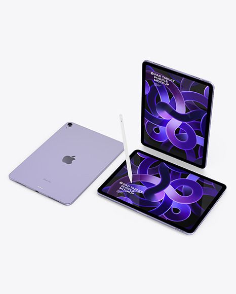 Three iPad Air 5 Purple Ipad Air 5 Purple, Purple Ipad, Ipad Essentials, Ipad Air 5, Yellow Images, Electronics Design, Download Images, Download Free Images, Mockup Free Psd