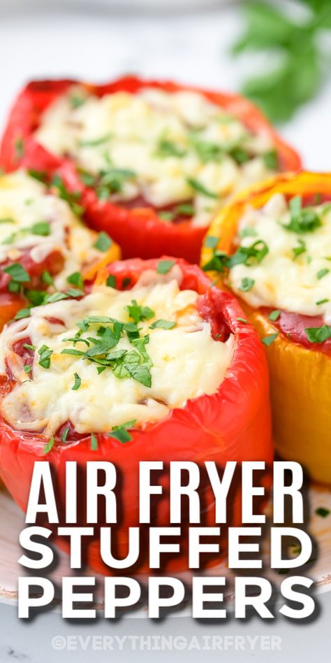 Ground Sausage And Rice, Italian Sausage And Rice, Air Fryer Stuffed Peppers, Stuffed Bell Peppers Ground Beef, Bell Peppers Stuffed, Easy Main Course Recipes, Stuffed Bell Peppers Chicken, Air Fryer Recipes Low Carb, Sausage And Rice