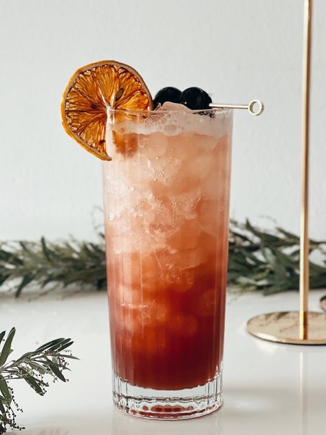 Pineapple Cherry Collins — BYEVIE Hey Bartender, Cherry Syrup, Cocktail Ideas, Liquor Drinks, Spring Cocktails, Rum Drinks, Bourbon Cocktails, Recipes Appetizers And Snacks, Mixed Drinks Recipes