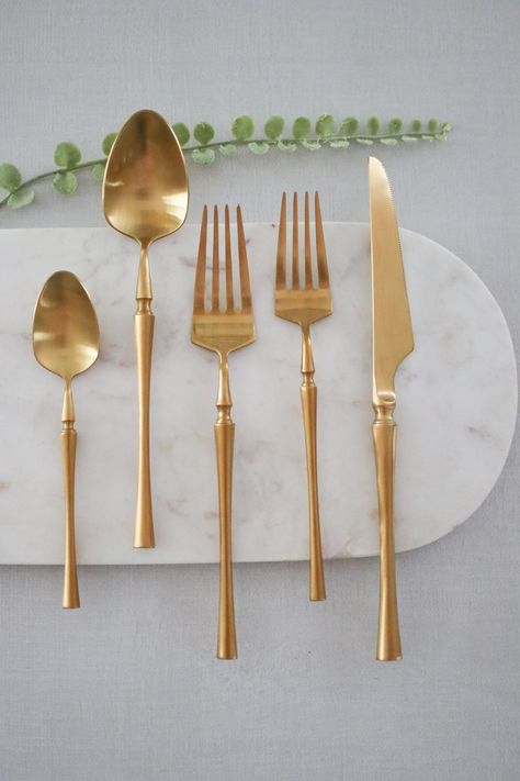 MILAN Matte Gold Flatware - PREORDER AVAILABLE TO SHIP 4/5/24 — Marcel Ardani Kitchen Sconces, Trim Paint Color, Gold Flatware, Cabinet Paint Colors, Island Countertops, Picture Frame Molding, Stainless Steel Dishwasher, Kitchen Runner, Painting Trim