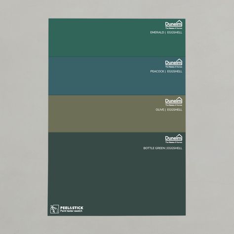 Dive into a spectrum of exquisite tones with this handpicked selection of swatches, each boasting a refined eggshell finish in enchanting dark green hues. Perfect for exploring various shades and envisioning the ideal colour scheme for your space, these self-adhesive swatches effortlessly adhere to walls, allowing seamless experimentation with placement and lighting. Colours Included: * Emerald * Bottle Green * Peacock * Olive Bottle Green Palette, Bottle Green Colour, Colour Palette Dark Green, Dunelm Bottle Green Paint, Dunelm Peacock Paint, Emerald Green Paint, Art Deco Dining Room, Paint Swatches, Portfolio Web Design