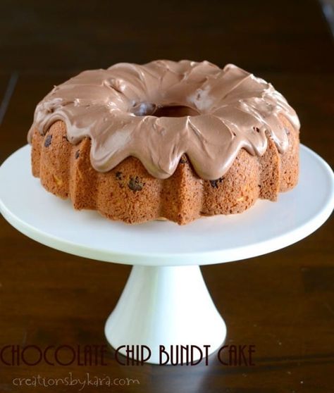 Yellow Bundt Cake, Chocolate Chip Bundt, Desert Inspiration, Chocolate Chip Bundt Cake, Homemade Chocolate Frosting, Cake With Chocolate Frosting, Yellow Cake Recipe, Chocolate Chip Cake, Chocolate Dreams