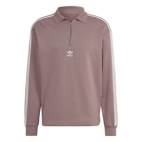 Mens adidas Originals 3-Stripes Long Sleeve Polo Sweater in purple.- Polo collar.- Half zip fastening.- Ribbed cuffs.- Loose fit.- 100% Cotton.- Ref: HM9323 Tommy Hilfiger Girl, Adidas Sweater, Mens Adidas, Polo Sweatshirt, Adidas Originals Mens, Gym Tops, Polo Sweater, Long Sleeve Polo Shirt, Long Sleeve Polo