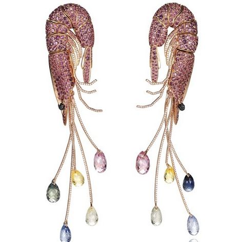 Shrimp Jewelry, Bizarre Jewelry, Shrimp Earrings, Sea Creature Jewelry, Jewelry Animals, Ugly Fashion, Chopard Jewelry, Animal Themed Jewelry, Earrings Pretty