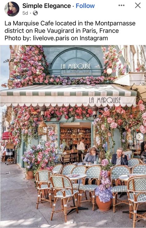 Colorful Setting, Vintage Cafe Design, French Chateau Homes, Colorful Cafe, Cafe Exterior, Tea Places, Parisienne Chic, Parisian Cafe, French Cafe