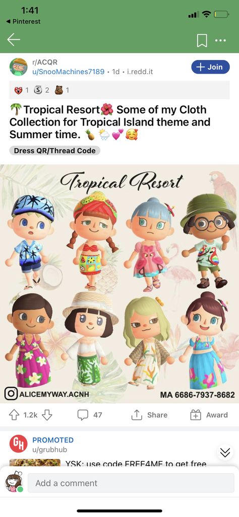 Acnh Tropical Design Clothes, Acnh Tropical Clothes, Acnh Tropical, Mako Island, Hula Dress, Tropical Outfits, Ac Ideas, Acnh Cottagecore, Acnh Clothes