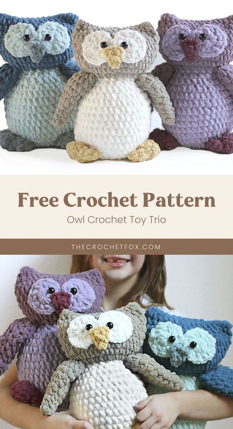 Crocheted Animals Free Patterns Easy, Free Crochet Toys Patterns, Free Owl Crochet Patterns, Free Crochet Plushie Patterns Easy, Written Crochet Patterns Free, Crochet Stuffies Free Pattern, First Crochet Project For Beginners, Crochet Owl Pattern Free, Crochet Project For Beginners