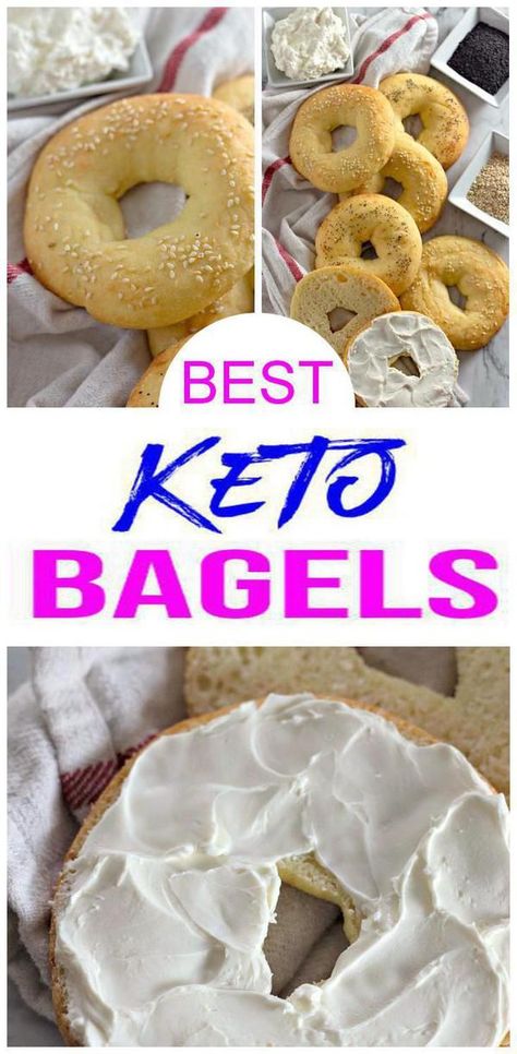 BEST 5 Ingredient Fathead Dough Bagel Keto Recipe! Fathead Dough Bagels are a great small sweet treat, snack, breakfast or low carb keto side dish for dinner or lunch! Easy keto recipes for the best bagels. Ketogenic diet bagels - toppings: cream cheese, peanut butter, jelly, cinnamon sugar or eat plain. #keto #lowcarbrecipe #easyrecipe Bagels Easy, Cream Cheese Peanut Butter, Fat Head Dough, Bagel Toppings, Low Carb Bagels, Fathead Dough, Jelly Cream, Keto Bagels, Fat Head