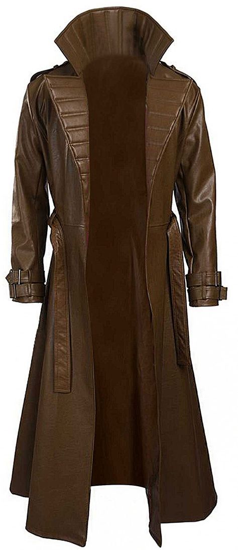 PRICES MAY VARY. Lapel Collar Viscose Inner Lining Belted Waist & Cuffs Please check our size chart in the images 30 Days return and refund policy ✔ Make sure you check our size chart at the end of the images section and place your order according to it.     Mens Superhero Halloween Cosplay Costume Brown Coat    This brown superhero coat is available in 3 material choice real leather, faux leather and cotton fabric best for cosplay, costume and can be used as an everyday jacket as well.     Prod Long Leather Jacket Brown, Aragorn Cosplay, Skyrim Costume, Butch Outfits, Spiked Leather Jacket, Striped Leather Jacket, Leather Duster, Long Brown Coat, Lapel Collar Coat