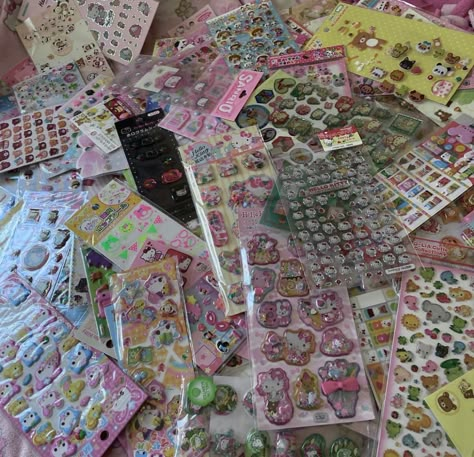 Cute Core Stickers, Sticker Collection Aesthetic, Hello Kitty Stickers, Board Mood, Stickers Collection, All I Ever Wanted, Journal Aesthetic, Hello Kitty Items, Stationery Collection