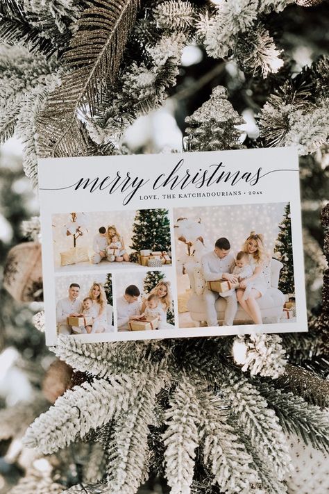 Modern Christmas Card Design, Christmas Card Inspiration Photo, Family Photo Christmas Cards, Xmas Postcard, Photo Collage Christmas Card, Modern Christmas Card, Minimalist Christmas Card, Christmas Photo Card Template, Mini Session Template