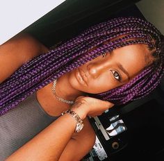 Gorgeous @justineskye #justineskye #naturalhair #protectivestyles #purplebraids Micro Braids Human Hair, Braids Purple, Purple Box Braids, Micro Braids Styles, Micro Braids Hairstyles, Purple Braids, Colourful Hair, Pelo Afro, Micro Braids