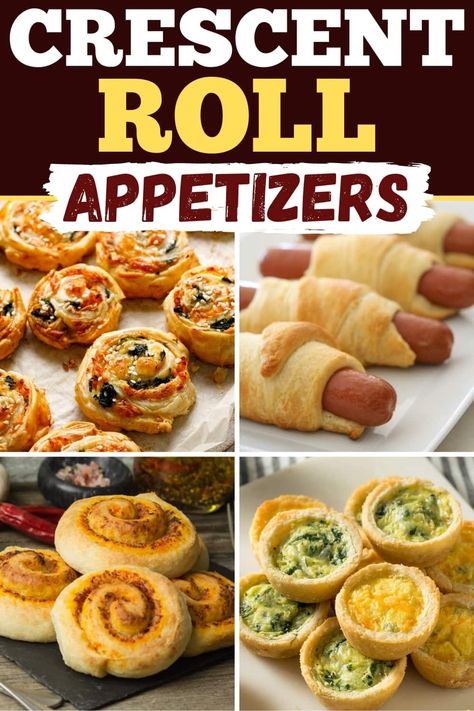 Once you've tried crescent roll appetizers, you'll never look back! From pizza rolls to pigs in a blanket, flaky, buttery crescent rolls make apps even better. Pillsbury Appetizers Finger Foods, Vegetable Squares Crescent Rolls, Croissant Appetizers Finger Foods, Cold Crescent Roll Appetizers, Appetizers With Croissants, Pinwheel Appetizers Baked Crescent Rolls, Crescent Dough Sheet Recipes Appetizers, Crab And Cream Cheese Crescent Rolls, Crescent Tree Appetizer