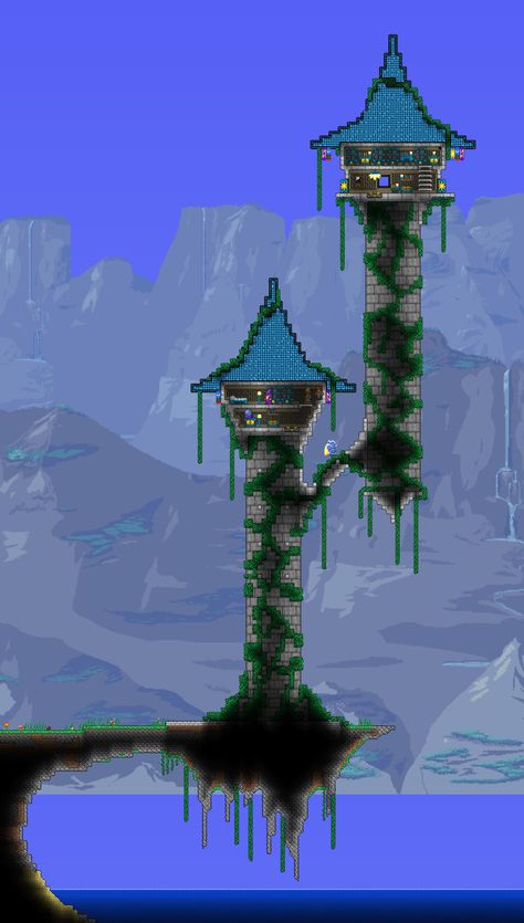 My Wizard Tower - Imgur Terraria Castle Design, Terraria Wizard Tower, Terraria Medieval Castle, Terraria Best Builds, Terraria Cathedral, Terraria Castle, Terraria Game, Terrarium Base, Terraria House Ideas