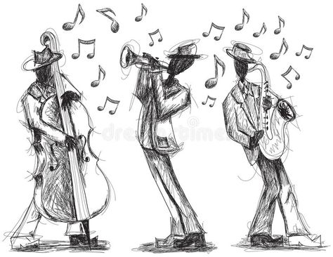 Jazz band doodles. Hand drawn, jazz band with a trumpet player, bassist, and sax , #affiliate, #Hand, #drawn, #doodles, #Jazz, #band #ad Band Doodles, Saxophone Tattoo, Doodle Wall, Jazz Players, Jazz Sheet Music, Trumpet Players, Jazz Art, Music Drawings, Jazz Band