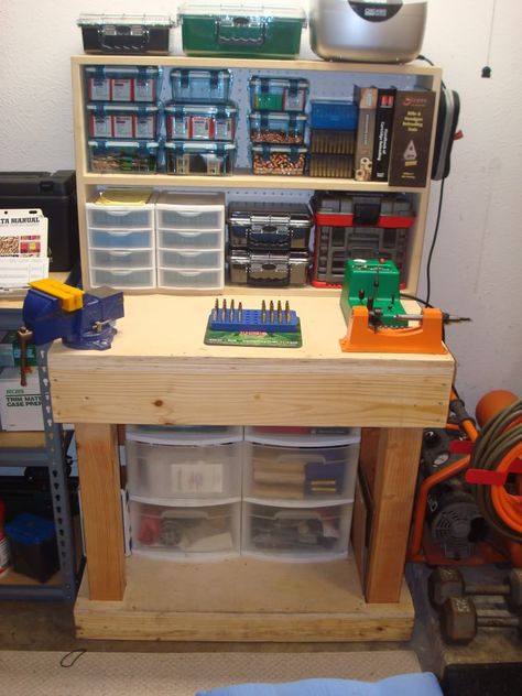 Official "HOW TO" build a basic reloading bench--Plans and Process w/pics - AR15.COM Reloading Bench Plans, Reloading Room, Reloading Bench, Bench Plans, Garage Workshop, Basement, Tactical Gear, Workbench, Woodworking Plans