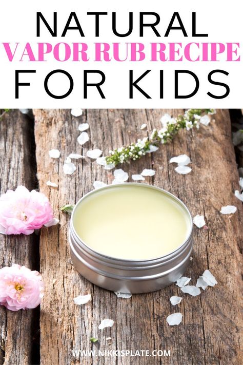 HOMEMADE NATURAL VAPOR RUB RECIPE FOR KIDS; easy cold and congestion relief vapor rub recipe using coconut oil, shea butter, beeswax, essential oils! Diy Vapor Rub, Natural Vapor Rub, Homemade Vapor Rub, Vicks Vapor Rub, Natural Cleaning Solutions, Salve Recipes, Congestion Relief, Homemade Essential Oil, Recipe For Kids