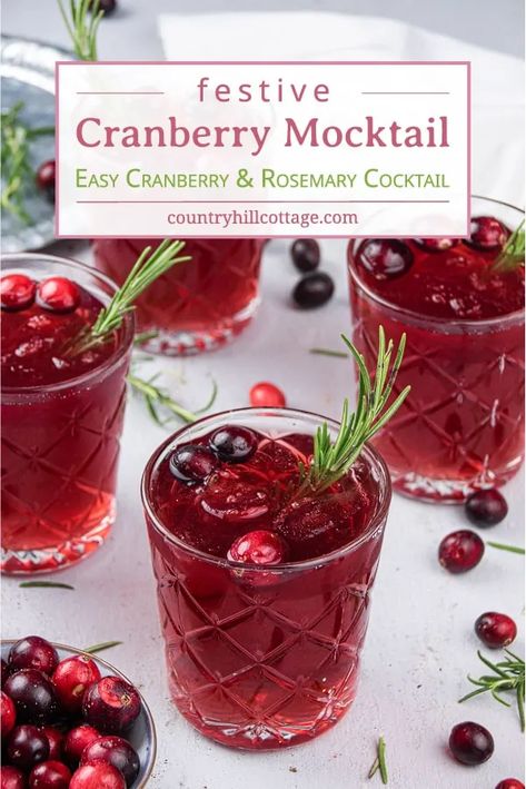 Cranberry Mocktail – Non-Alcoholic Cranberry Cocktail Christmas Mocktail Recipes, Cranberry Cocktail Recipe, Cranberry Mocktail, Holiday Mocktail, Christmas Mocktails, Xmas Drinks, Recipes For A Crowd, Vegan Drinks Recipes, Cranberry Drinks