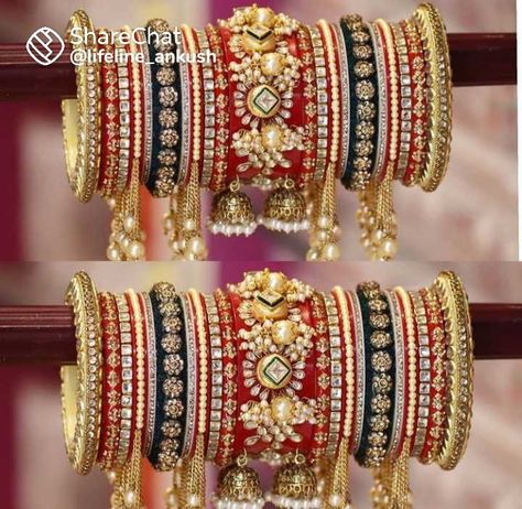 Bridal Choora Set, Rajwada Bangles, Bridal Chooda, Khan Khan, Necklace Set Indian Bridal Jewelry, Wedding Jewellery Designs, Wedding Bangles, Designer Bangles, Beautiful Bangles