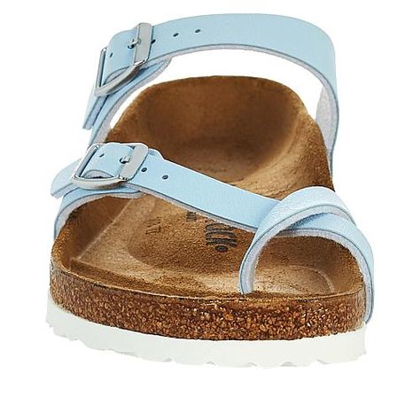 Casual T-strap Sandals With Heel And Toe Loop, Casual T-strap Sandals With Toe Loop And Heel Loop, Spring Cushioned Toe Loop Footbed Sandals, Cushioned Toe Loop Footbed Sandals For Spring, Casual Footbed Sandals With Toe Loop And Heel Loop, Spring Toe Loop Sandals With Cushioned Footbed, Spring Toe Loop Flip Flops With Buckle Closure, Casual Toe Ring Sandals With Heel Loop, Spring T-strap Footbed Sandals With Leather Footbed