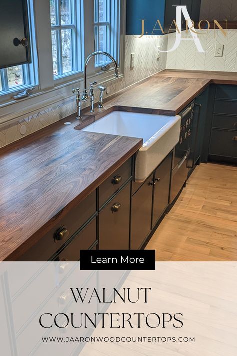 Walnut countertops Walnut Countertops, Butcher Block Countertops Kitchen, Hardwood Countertops, Wooden Countertops Kitchen, Walnut Butcher Block Countertops, Wood Kitchen Counters, Walnut Countertop, Diy Wood Countertops, Walnut Kitchen Cabinets