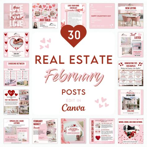 February Real Estate Marketing Ideas, February Real Estate, Realtor Instagram Posts, Real Estate Checklist, Messages Instagram, Realtor Instagram, Realtor Social Media, Listing Presentation, Home Buying Checklist