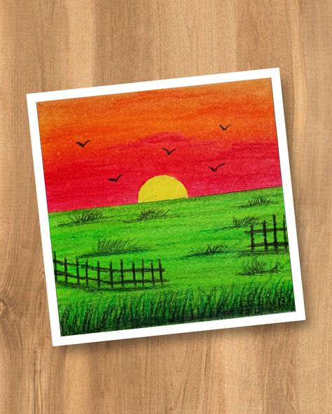 Scenary Paintings Aesthetic, Oil Pastel Drawings Easy Scenery, Pastel Drawings Easy, Oil Pastel Drawing Ideas, Pastel Drawing Ideas, Drawing Ideas Cute, Scenery Drawing For Kids, Cute Easy Paintings, Oil Pastel Drawings Easy