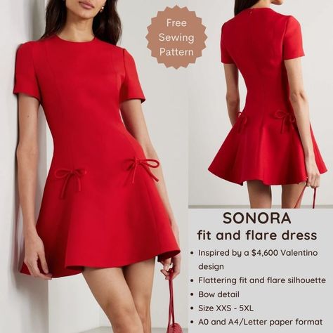 Sonora mini dress – Free PDF sewing pattern – Tiana's Closet Flare Dress Pattern, Paper To Print, Dress Sewing Patterns Free, Sewing Patterns Free Women, Free Pdf Sewing Patterns, Dress Patterns Free, Save The Earth, Ropa Diy, Hp Laptop