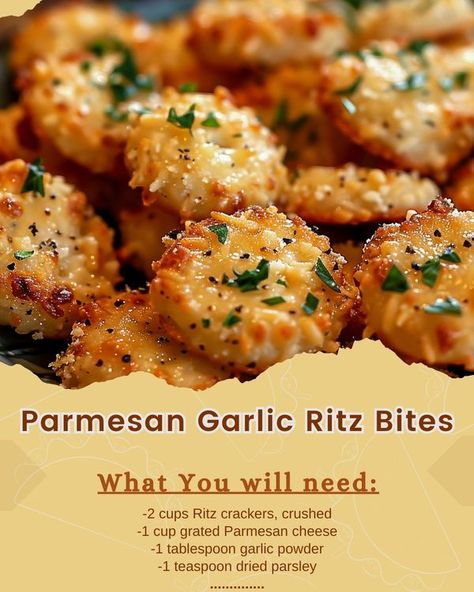 Garlic Bread Ritz Bits Recipe, Diy Ritz Crackers, Ritz Cracker Recipes Snacks, Ritz Cracker Appetizers, Triscuit Appetizers, Cracker Appetizers, Cracker Ideas, Parmesan Crackers, Crackers Appetizers