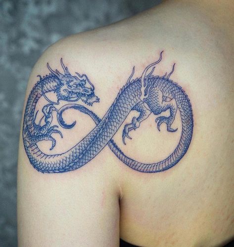 Dragon Infinity, Blue Dragon Tattoo, Tattoos Dragon, Dragon Tattoo For Women, Dragon Phoenix, Infinity Tattoos, Perfect Tattoo, Blue Dragon, Tattoo Tattoo