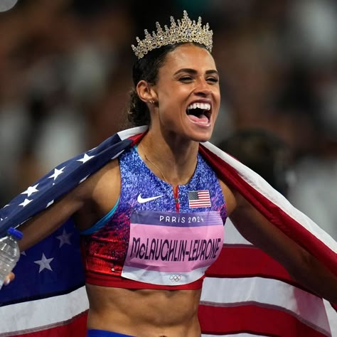 Sydney McLaughlin-Levrone Sets World Record at Paris Games - WSJ Sydney Mclaughlin-levrone, Sydney Mclaughlin, 400m Hurdles, Track And Field Athlete, Partner Yoga, World Record, Running Motivation, Girl Swag, Team Usa