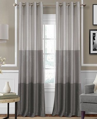 Pretty drapes,from Macy's Two Tone Curtains, Blinds For Windows Living Rooms, Color Block Curtains, Kitchen Window Curtains, Curtain Styles, Plain Curtains, Stylish Curtains, Curtain Ideas, Brown Living Room