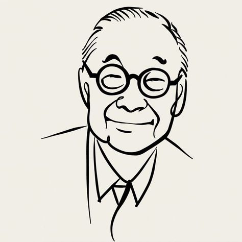 A line portrait of IM Pei falls to pieces and is rebuilt Im Pei, Spot Illustration, I M Pei, Line Portrait, Construction Images, Drawing Illustrator, New Illustration, Watercolor Paintings Nature, Cafe Branding