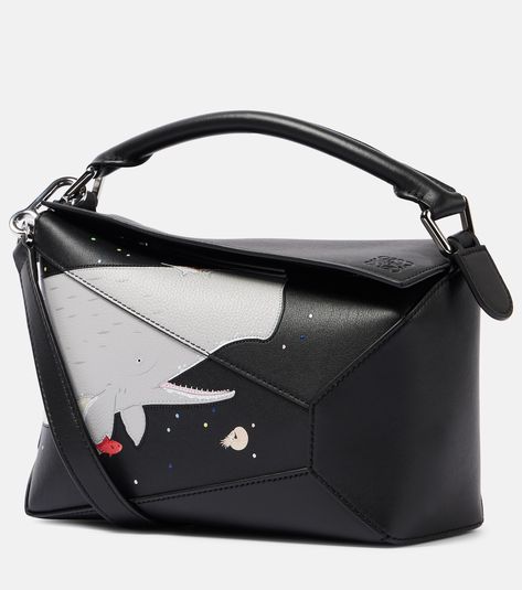 x Suna Fujita Puzzle Edge Whale Small crossbody bag in black - Loewe | Mytheresa Loewe Bag, Small Crossbody Bag, Small Crossbody, Black Cross Body Bag, Luxury Women, Leather Loafers, Baby Shop, Leather Belt, Designing Women