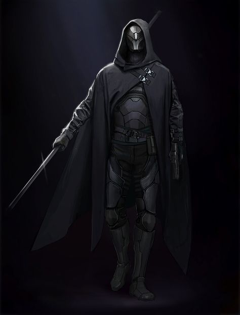 Sith Concept Art Character Design, Jedi Mercenary, Scifi Assassin, Stealth Suit Concept Art, Scifi Mercenary, Sci Fi King, Warforged Assassin, Sci Fi Assassin, Sci Fi Mercenary