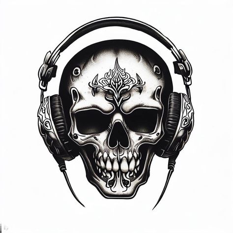 Skeleton With Headphones Tattoo, Skull With Headphones Tattoo, Funny Skeleton Tattoo, Skeleton With Headphones, Headphones Tattoo, Holding A Guitar, Skeleton Tattoo, Superhero Cape, Funny Lockscreen