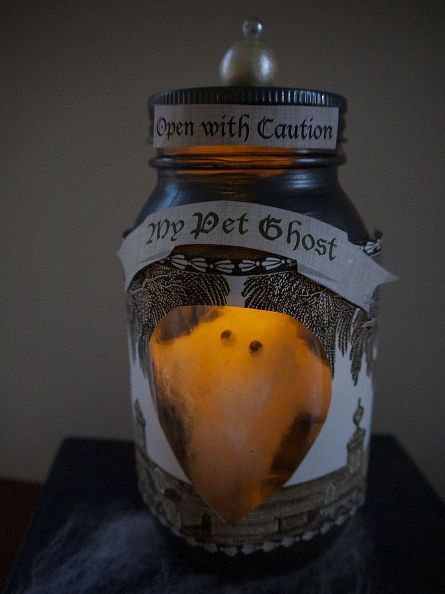 pet ghost in a jar, crafts, halloween decorations, seasonal holiday d cor Jar Crafts Halloween, Pet Ghost In A Jar, Ghost In A Jar, Pet Ghost, Bricolage Halloween, Halloween Decor Diy, Hallowen Ideas, Halloween Fest, Halloween Memes