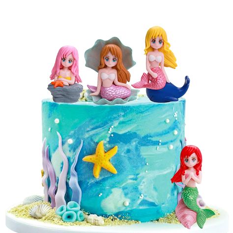 PRICES MAY VARY. 【Mermaid Cake Topper】:Package comes with 4pcs mermaid birthday cake toppers with different design like beautiful mermaid tail shell. With bright color and cute design. You’ll certainly be impressed by the amazing level of details of these character figurines 【Mermaid Action Figure】: Mermaid cake ornaments prefer lover by adults and children, these mermaid cake toppers will be nice decorations for the mermaid princess under the sea ocean sea world underwater party supplies. It’s Little Mermaid Crafts, Cupcake Topping, Underwater Party, Mermaid Birthday Cakes, Birthday Party Accessories, Mermaid Cake Topper, Mermaid Figurine, Mermaid Crafts, Cupcake Birthday Cake