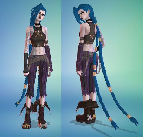 Arcane Clothing, Demon Clothes, Los Sims 4 Mods, Sims 4 Sims, Jinx Arcane, Sims Packs, Sims 4 Anime, Sims 4 Body Mods, Tumblr Sims 4