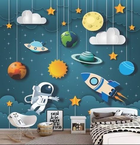 Sky Decorations, Planet Crafts, Tata Surya, Kids Ceiling Lights, Super Mario Bros Birthday Party, Kids Room Murals, Preschool Colors, Space Birthday Party, Galaxy Theme