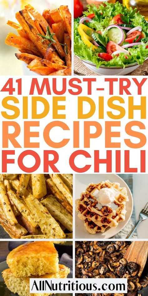 If you don't know what to make with your chili dinner you need to see these incredibly delicious chili side dish ideas. These yummy chili side dish recipes are perfect for everyone to enjoy more delicious sides with their warming chili meal. Best Chili Sides, Chili Meal Ideas, Food Network Chili Recipes, Chilli Meals Ideas, Things To Go With Chili, Sides For Chilli Dinner, What Goes Well With Chili, Foods That Go With Chili, Things To Eat With Chili