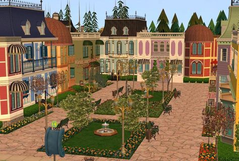 Mod The Sims - Victorian Town Square Sims Victorian, Minecraft Floor Designs, Victorian City, Renovated Victorian, Victorian Town, Minecraft Town, Town Building, Minecraft House Tutorials, Pool Halls