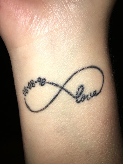 Infinity tattoo with love and wedding date❤️ Infinity Tattoo With Date, Tattoo With Dates, Double Infinity Tattoos, Wedding Date Tattoos, Couple Tattoos Unique Meaningful, Infinity Symbol Tattoo, Matching Tats, Small Couple Tattoos, Couple Tattoos Unique