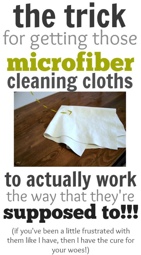 Getting microfiber cloths to actually work the way they're supposed to! These things have been driving me nuts! Daily Cleaning Routine, Clean Baking Pans, Routine Tips, Deep Cleaning Tips, Cleaning Cloths, Household Cleaning Tips, Diy Cleaners, Daily Cleaning, Cleaning Recipes