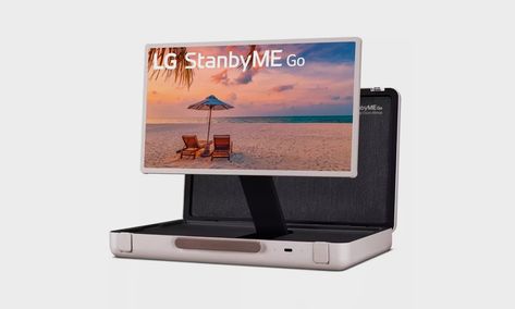 LG StanbyME Go Suitcase TV | Cool Material Portable Tv, Lg Tvs, Lg Electronics, Dolby Atmos, Apple Logo, Fire Tv, A Tv, Stand By Me, Smart Tv